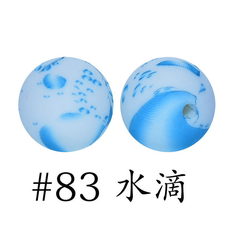 Wholesale 50pcs 16mm Print Silicone Beads Colorful Silicone Water Transfer Beads